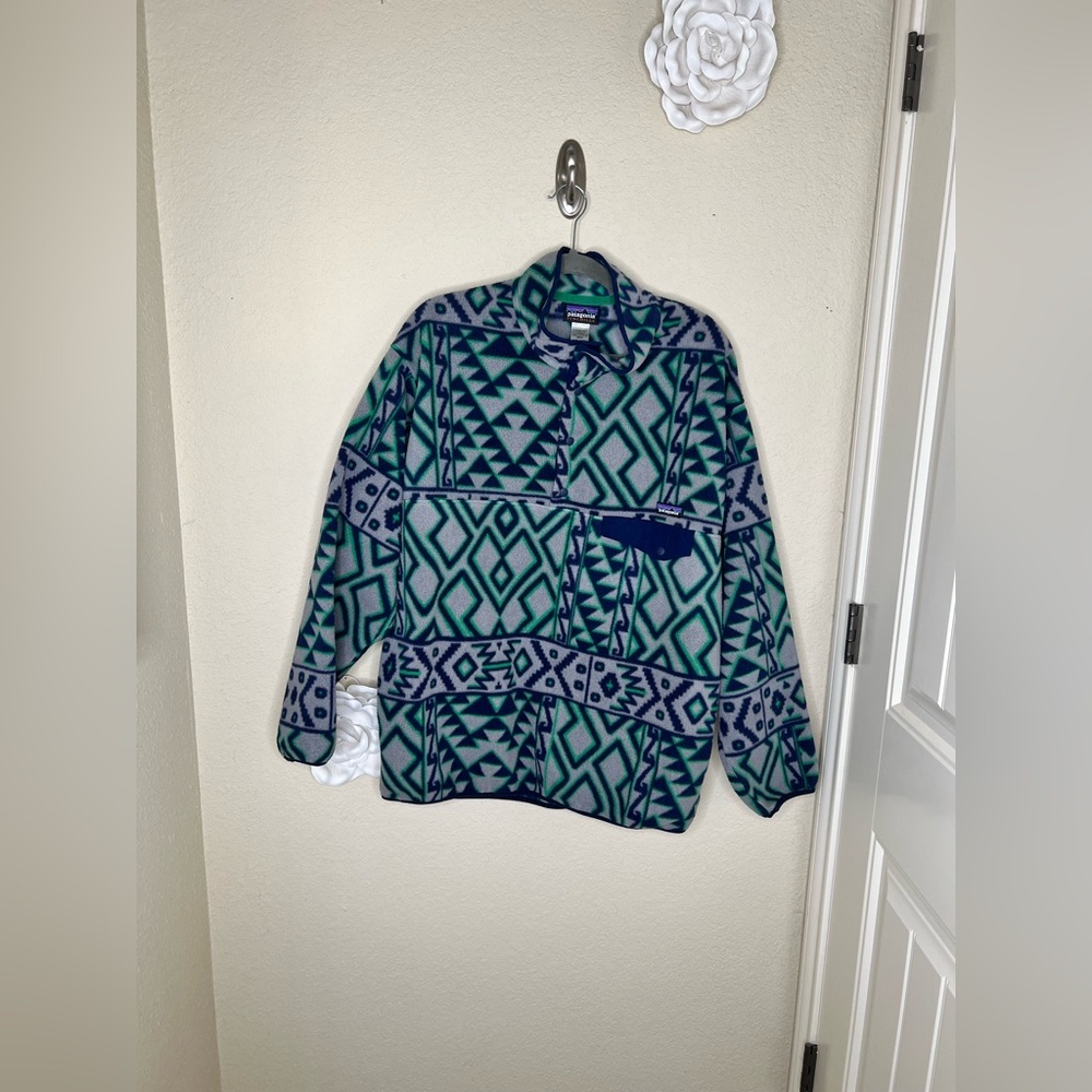 Patagonia Synchilla Snap-T Fleece Pullover Rare Montana Siete Aztec Men’s Large - Picture 2 of 16